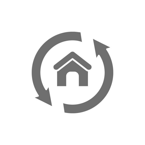 ilustraciones, imágenes clip art, dibujos animados e iconos de stock de remodelación de la casa, reurbanización, reparación del icono gris hogar. - interface icons hammer home interior house