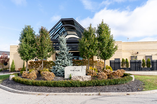 Etobicoke, Toronto, Canada - October 24, 2020: The Vue event Venue is shown in Etobicoke, Toronto, Canada. The Vue and Clubhouse EventSpace  byPeterandPauls.com is a hospitality event space.