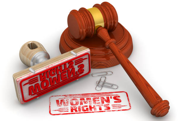 istock Women's rights. The stamp and an imprint 1299347129