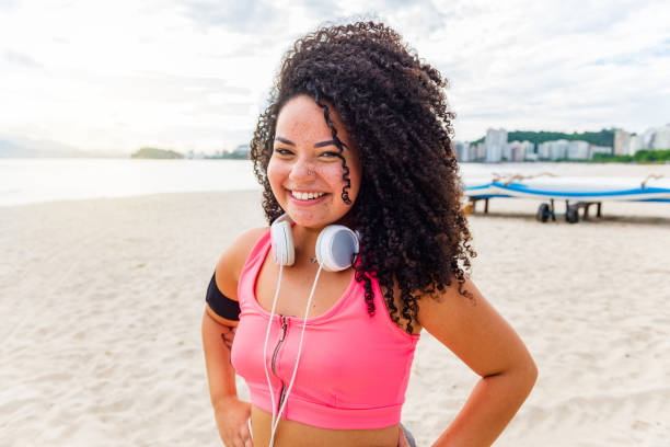 istock Confident chubby young woman exercise outdoors 1299348859