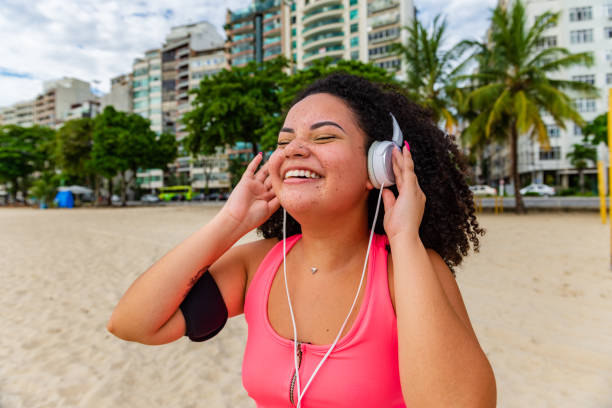 istock Confident chubby young woman exercise outdoors 1299349705