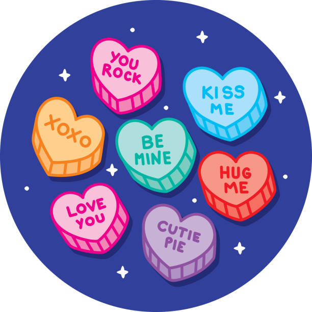 конфеты сердца doodle 2 - candy heart stock illustrations