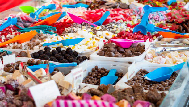 istock Colourful sweets in the market stall 1299354785