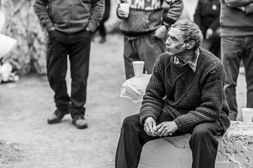 City: El Volcan, Santiago
Country: Chile
8th October 2019
Miners Day celebrations at El Volcan village inside Cajon del Maipo valley at the Andes. Happy real people portraits during the celebration