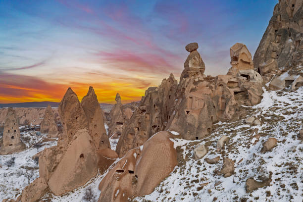 Red mountain valley in Cappadocia landscape