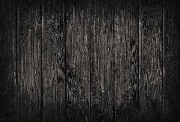 istock Wooden dark black vertical planks wall,table,floor texture banner background.Wood blackboard textured grunge desk photo mock up wallpaper design for decoration.Cafe,bakery,restaurant menu template. 1299360732
