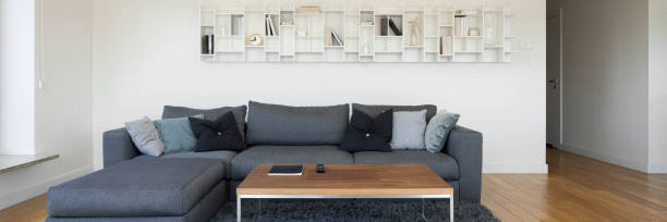 istock Decorative shelf in living room, panorama 1299363560
