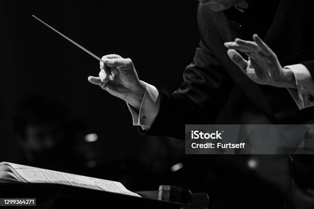 Hands Of A Conductor Of A Symphony Orchestra Closeup Stock Photo - Download Image Now