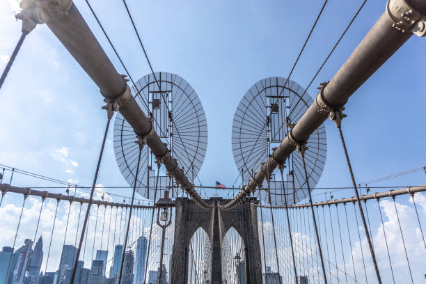 istock Brooklyn Bridge in New York City with complex cables installed 1299368886