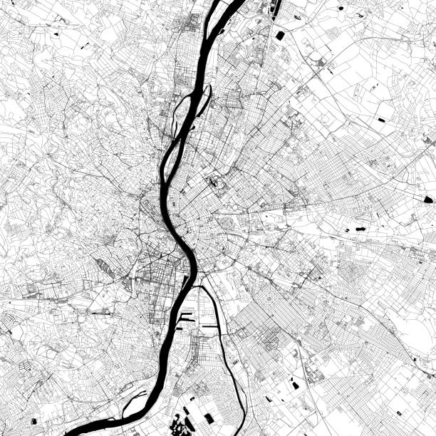 Budapest, Hungary Vector Map Topographic / Road map of Budapest, Hungary. Original map data is open data via © OpenStreetMap contributors. All maps are layered and easy to edit. Roads are editable stroke. margitsziget stock illustrations