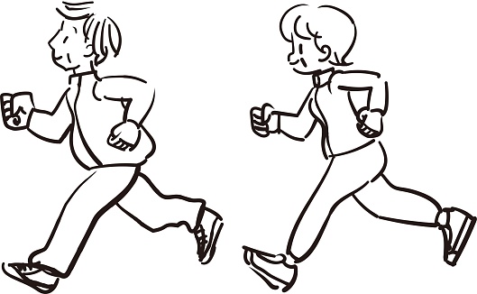 Elderly people running for exercise