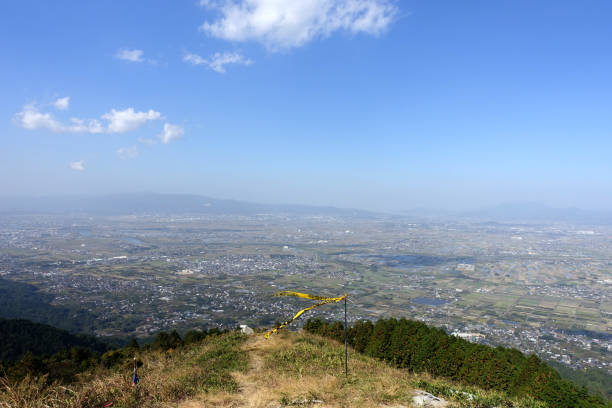 There is a mountain called Glider Mountain in the Mino Mountain Range in Kurume City, Fukuoka Prefecture, Japan. The view from the summit.