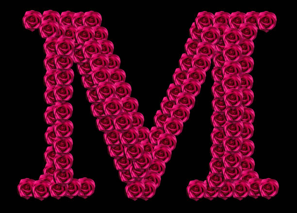 roses capital letter m - letter m alphabet color image flower - fotografias e filmes do acervo