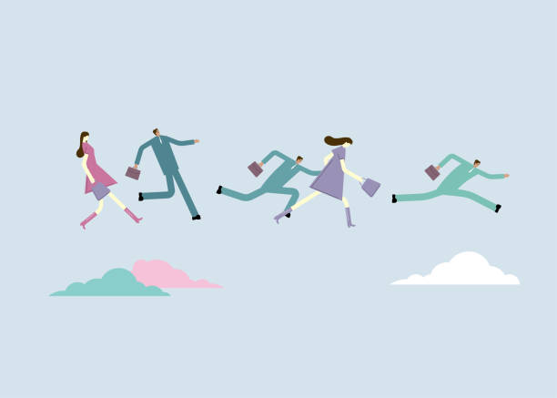 istock A group of people running in the air. 1299374059