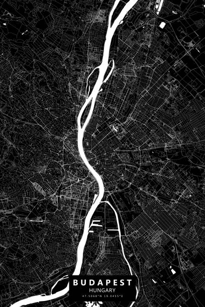 ブダペスト, ハンガリー ベクトルマップ - cartography hungary map global positioning system点のイラスト素材／クリップアート素材／マンガ素材／アイコン�素材