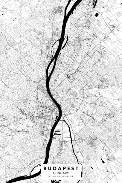 ブダペスト, ハンガリー ベクトルマップ - cartography hungary map global positioning system点のイラスト素材／クリップアート素材／マンガ素材／アイコン素材