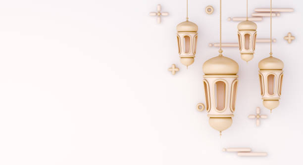 istock Islamic decoration background with lantern on white cartoon style, ramadan kareem, mawlid, iftar, isra miraj, eid al fitr adha, muharram, copy space text area, 3D illustration. 1299379571