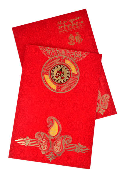 Indian wedding card isolated on white background with clipping path, wedding invitation