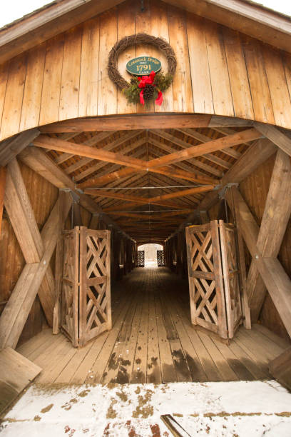 istock Inside the Comstock Covered Bridge in Colchester, Connecticut. 1299386422
