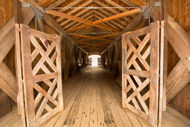 istock Inside the Comstock Covered Bridge in Colchester, Connecticut. 1299386471