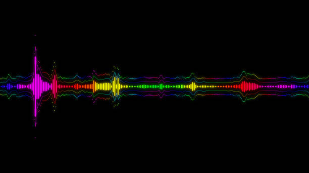 istock Abstract spectrum line bounce spectral wave design on black background vibrating wave form. Audio spectrum simulation for music futuristic animation. 1299387163