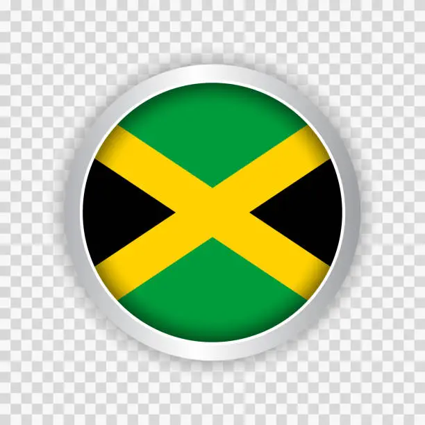 Vector illustration of Flag of Jamaica on round button on transparent background element for websites