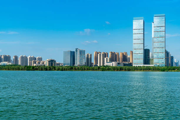 istock Lakeside modern office building in China 1299394825