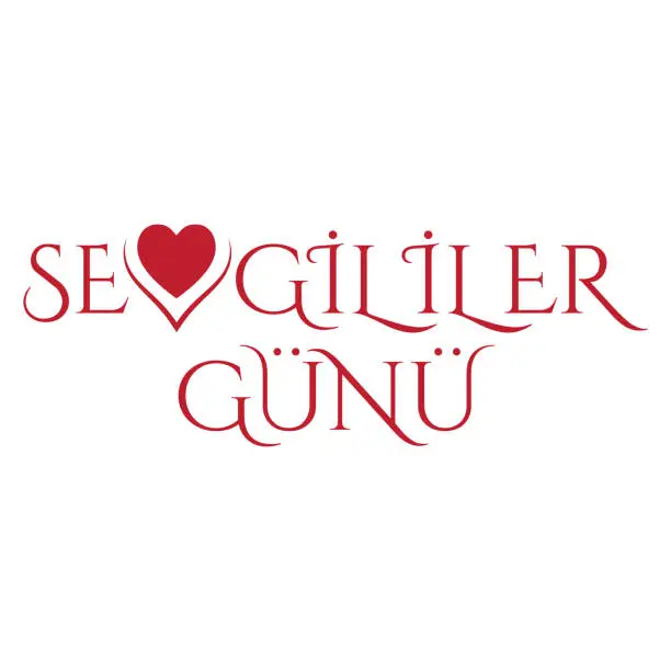 Vector illustration of Turkish text Sevgililer Günü means Valentine's Day. Transparent background.