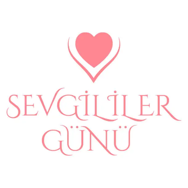 Vector illustration of Turkish text Sevgililer Günü means Valentine's Day. Transparent background.