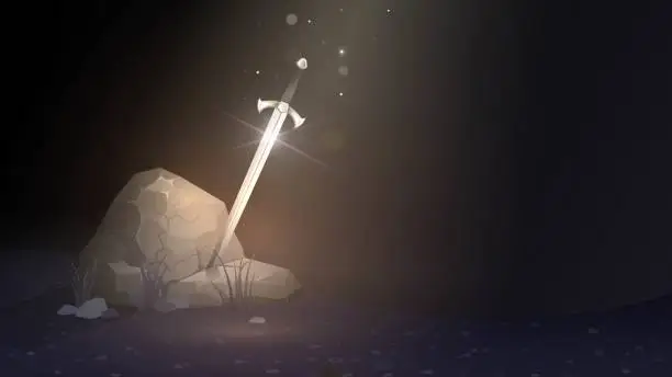 Vector illustration of Sword in stone