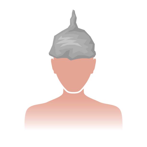 Person in foil hat Foil hat man icon, person who believes in conspiracy theories tin foil hat stock illustrations