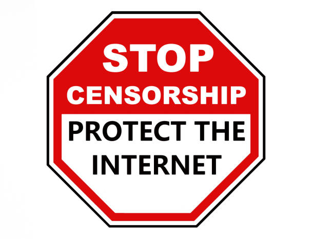 istock Stop censorship, protect the Internet, illustration for the free speech online. 1299406825
