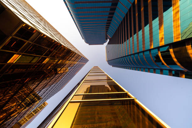 istock Low angle view of skyscrapers in city 1299407041