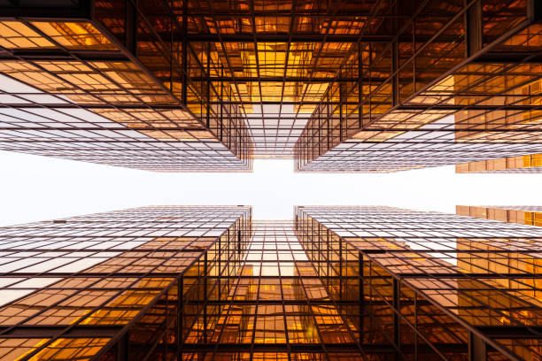 istock Low angle view of skyscrapers in city 1299407064