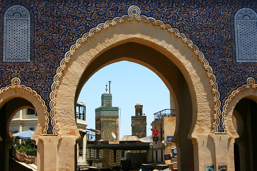 Bab Bou Jeloud gate (The Blue Gate) located at Fes, Morocco