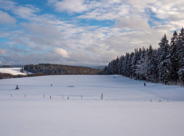 Ski area in wintry Schoenheide in Vogtland