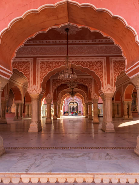 зал общественной аудитории диван-и-хас городской дворец джайпур раджастан индии. - jaipur city palace стоковые фото и изображения