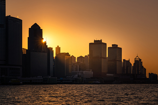 Hong kong harbour view with sunlight