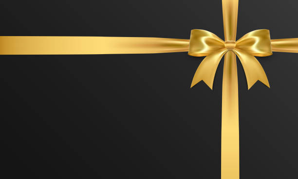 istock Realistic vector bow isolated on black background. Golden gift bows for cards, presentation, valentine's day, christmas and birthday illustrations 1299423416
