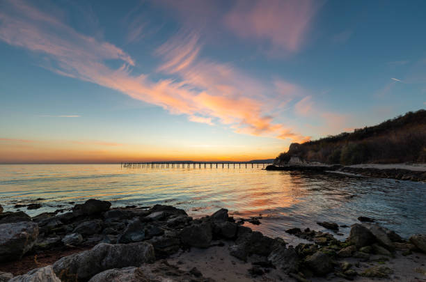 istock Sunset over the Black Sea shore near Balchik town 1299429516