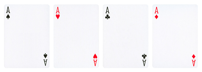 Set of blank Ace's playing cards - isolated