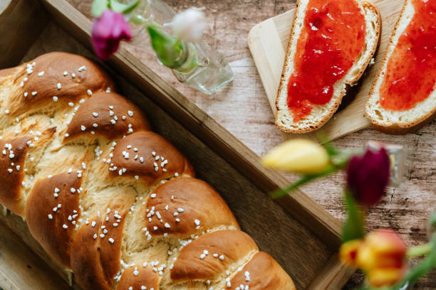 istock Fresh baked sweet braided yeast bun 1299435406