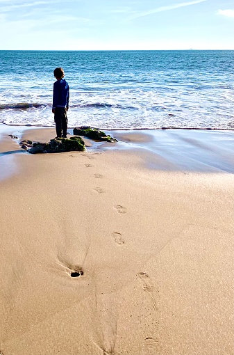 footprints on wet sand