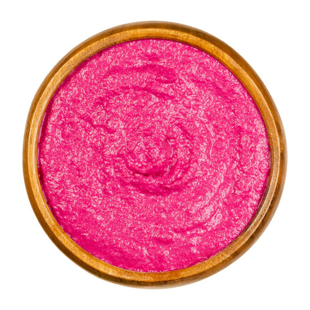 istock Beetroot bread spread, red beet spread, in a wooden bowl, from above 1299440982