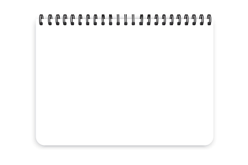 Small Notepad Horizontal Vector Realistic Template Blank Horizontal Spiral Notepad Empty Space Stock ...