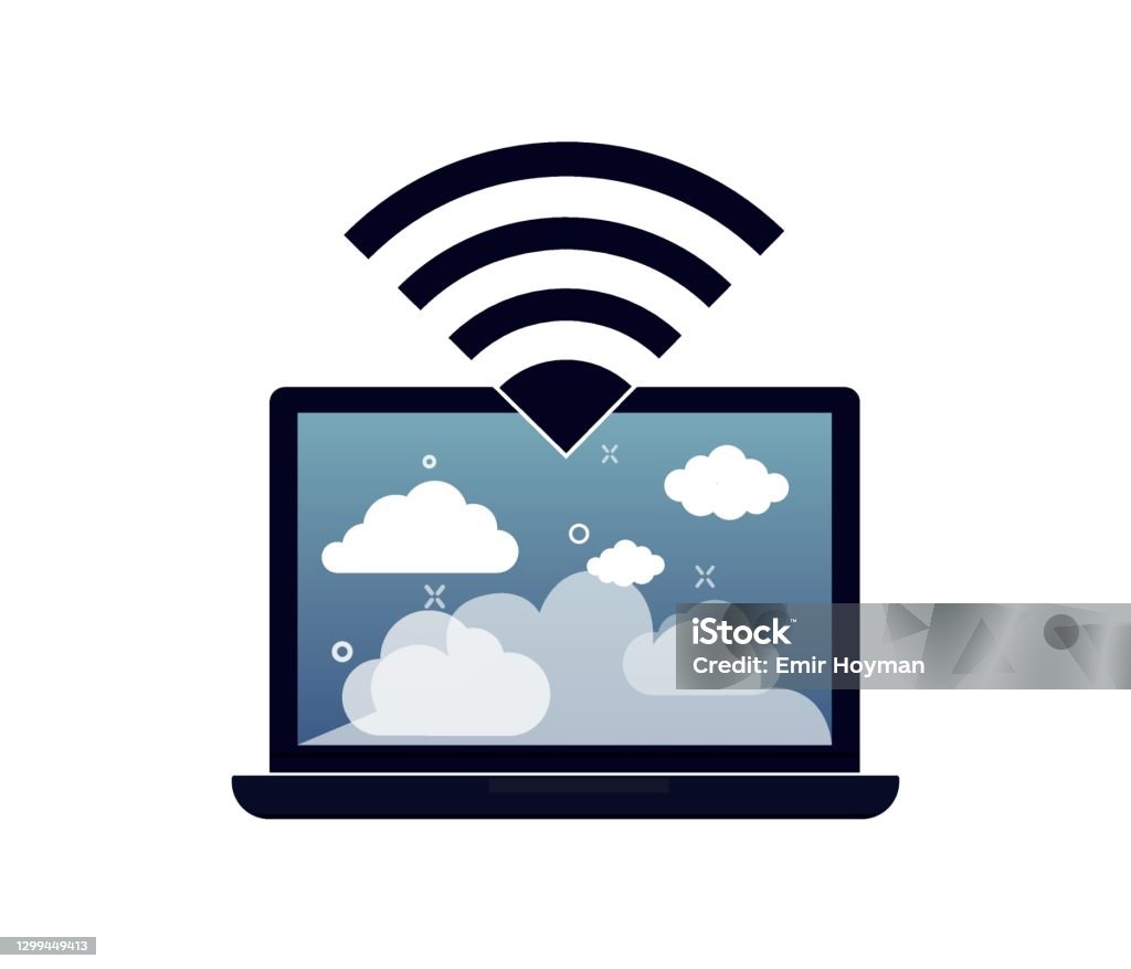 Computer Internet Symbol Computer And Wireless Internet Symbol Vector Illustration Stock ...