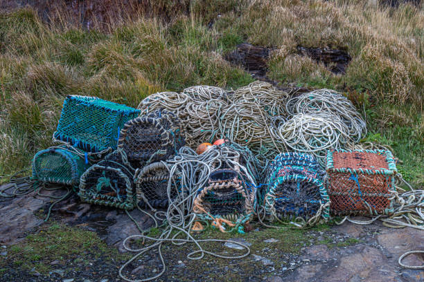 istock Lobster and Crab Pots on a harbour Wall in Cornwall 1299454551