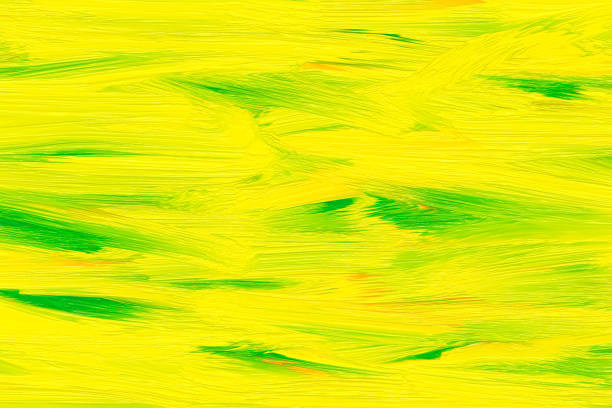 Yellow and green pattern on the wall. Oil paints template. Spring and summer bright colors, watercolor drawing design, abstract painted background. Fluid art, liquid paint, aquarelle texture. stock photo