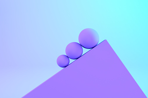 3d rendering sphere reaching to hill, Minimal idea concept,