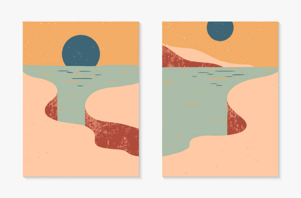 istock Set of creative abstract rocky mountain landscape backgrounds 1299465316
